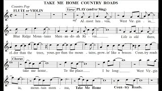 TAKE ME HOME COUNTRY ROADS for Flute or Violin LyricsPlay Sing AlongBacking TrackPlayback line [upl. by Agripina]