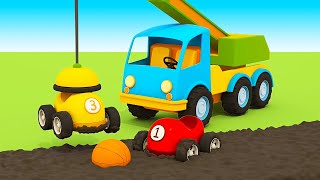 Full episodes of car cartoons for kids Helper Cars Racing cars for kids amp the crane truck for kids [upl. by Sansen]