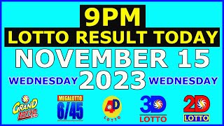 9pm Lotto Result Today November 15 2023 Wednesday [upl. by Atelokin]