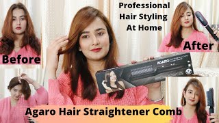 AGARO Hair Straightening Comb  Review amp Demo  Professional Hair Styling At Home SWATI BHAMBRA [upl. by Etnauq]