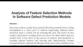 Analysis of Feature Selection Methods in Software Defect Prediction Models [upl. by Oakie]