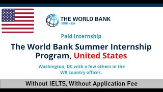 World Bank Treasury Summer Internship 2025 in USA  without IELTS amp application fee  visit USA Free [upl. by Hough660]