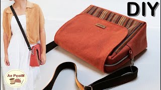 DIY Zipper Crossbody Bag with Flap  Tutorial [upl. by Ernesto83]