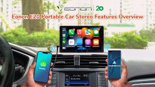 2023 Eonon E20 7quot Portable Car Stereo Features Overview  Wireless Apple CarPlay amp Android Auto [upl. by Harp]