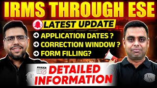 IRMS Through ESE  ESE New Exam Date  Application Date  Correction Window  ESE 2025 Notification [upl. by Clayson]