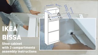 IKEA BISSA Shoe cabinet with 3 compartments assembly instructions [upl. by Anoi]