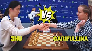 Zhu Jiner VS Gunina Valentina  Womens World Blitz Chess 2023  R15 [upl. by Rakia]