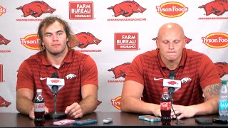 Luke Hasz and Landon Jackson speak to media after second scrimmage [upl. by Noid819]