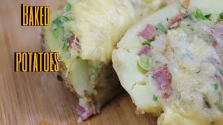 Delicious baked potatoes with bacon and cheese [upl. by Aicercul]