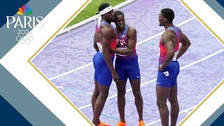 Paris Olympics US disqualified from mens 4x100 relay as Canada takes gold [upl. by Dragelin]