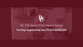 May 2024 MC FDIC Deposit amp Non Deposit Signage [upl. by Meeki977]