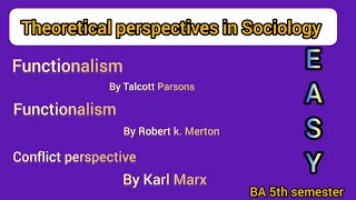 Theoretical perspectives in Sociology  Functionalism by Talcott Parsons  RkMerton [upl. by Lahtnero759]