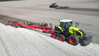 Impressive PLOUGHING in France with 12 FURROW  CLAAS Axion 960TT amp Axion 950 [upl. by Ytineres]