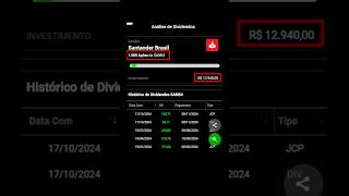 😱☕️1000 AÇÕES INVESTIDO BANCO SANTANDER dividendos 2024 ações finanças b3 sanb3 [upl. by Aneerhs]