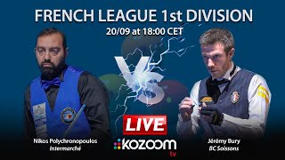 3CUSHION French League 20242025  INTERMARCHÉ Nikos POLYCHRONOPOULOS vs SOISSONS Eddy MERCKX [upl. by Harmony33]