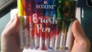 Simple beautiful watercolour backgrounds with Ecoline brush pens [upl. by Hadleigh]