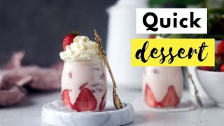 Quick and Easy Strawberries and Cream dessert in 5 mins [upl. by Reffotsirk]