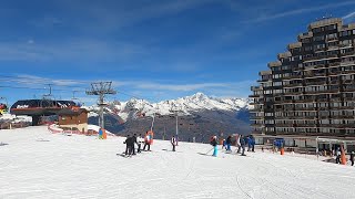 GoPro HD POV Skiing from Becoin lift Blue Pavane to Plagne Aime 2100m  La Plagne resort  Mar 2023 [upl. by Saloma]