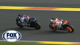 MotoGP Pedrosa Battles Lorenzo  Valencia GP 2013 [upl. by Boyt18]