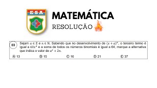 QUESTÃO DE MATEMÁTICA  ESA 2024 [upl. by Edorej777]