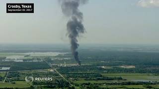 Fresh fire rages at Hurricane Harveyhit chemical plant in Texas [upl. by Annaj911]