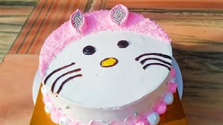 Kitty cake  decoration video  बिना नोजल के केक कैसे बनाएं  cook with Kabya [upl. by Asillem]