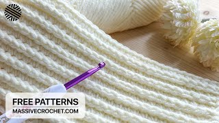 FAST amp EASY Crochet Pattern For Beginners ⚡️ 🥰 GORGEOUS Crochet Stitch for Blanket Scarf amp Hat [upl. by Derraj]