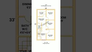 20×33 village house design  3bhk plan  20×33 house plan  shortsviral houseplan homedesign yt [upl. by Wolfram538]