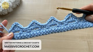 SUPER EASY Crochet Border for Beginners 💯 💙 Wonderful Crochet Edging for Blanket Shawl and Scarf [upl. by Egag42]