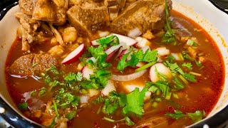 Pozole Rojo de Puerco  Pork Red Pozole [upl. by Aiek227]