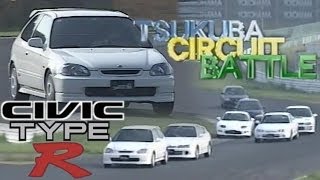 ENG CC Civic Type R debut battle  Integra R FTO R Impreza Evo IV Levin BZR in Tsukuba 1997 [upl. by Egrog]