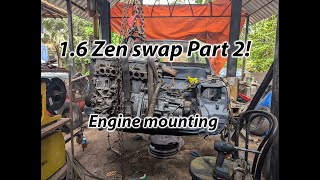 B  Zen 16 swap build part 2  engine mounts gearbox pairing and fiberglass [upl. by Tenneb848]