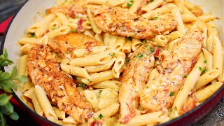 Creamy Garlic Parmesan Pasta and Chicken with Sundried Tomatoes [upl. by Yantruoc479]