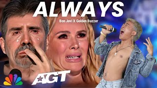 Golden Buzzer The judges cry hysterically when they heard Bon Jovi song with an extraordinary voice [upl. by Allie]