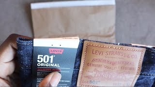 Levi’s 501 Selvedge Indigo Blue Jeans Unpacking [upl. by Nnahaid956]