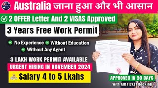 Australia 🇦🇺 Free Work Permit Visa 2024  Approved Within 2 Weeks  Packing and Helper Jobs [upl. by Kenaz]