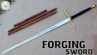 Forging a SWORD out of Rusted Iron REBAR [upl. by Naraj]