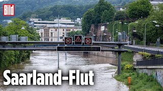 Hochwasser in Saarland An vielen Orten steigen die Wasserstände [upl. by Elon770]