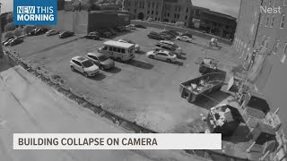 VIDEO Security camera catches partial collapse of Davenport building [upl. by Anikas]