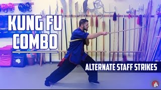 Kung Fu Combo  Kung Fu Staff Alternating Strikes [upl. by Ahsenac]