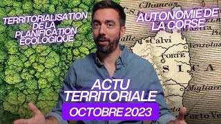 ACTU TERRITORIALE OCTOBRE 2023  planification écologique autonomie de la Corse [upl. by Massie]