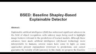 BSED Baseline Shapley Based Explainable Detector [upl. by Kcirddes130]