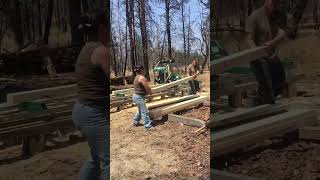 Gardening Cutting Trees Sawmill Firewood BamBam Chickens Eggs Forrest Fires Swimming River Family [upl. by Peednam176]