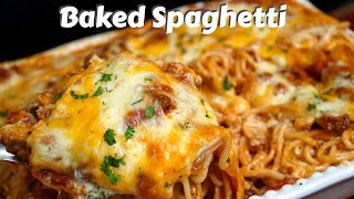 How To Make THE BEST Baked Spaghetti  Easy amp Cheesy Spaghetti Recipe MrMakeItHappen [upl. by Eelek]