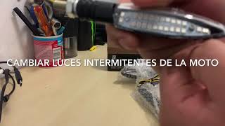 Como instalar INTERMITENTES LED  luz de giro  en la moto [upl. by Inaluahek971]