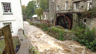 Heavy Rain Walk Through Ambleside Town English Countryside 4K [upl. by Ailerua]