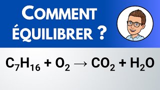 Comment équilibrer  C7H16  O2 → CO2  H2O  Combustion de lheptane [upl. by Nanfa]