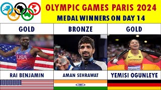 OLYMPIC GAMES PARIS 2024MEDAL WINNERS ON DAY 14olympic2024 olympicgames olympics [upl. by Adnaloj]