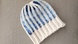 How to Loom Knit a Bicolor Brioche Stitch Hat DIY Tutorial [upl. by Nitsyrc580]