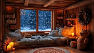 Warm Winter Night in the Cabin Winter Cabin Sleep like a pro during the blizzard  Goodbye Chaos [upl. by Grani831]